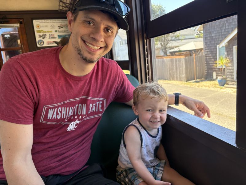 Jared and Jireh Riding a Train